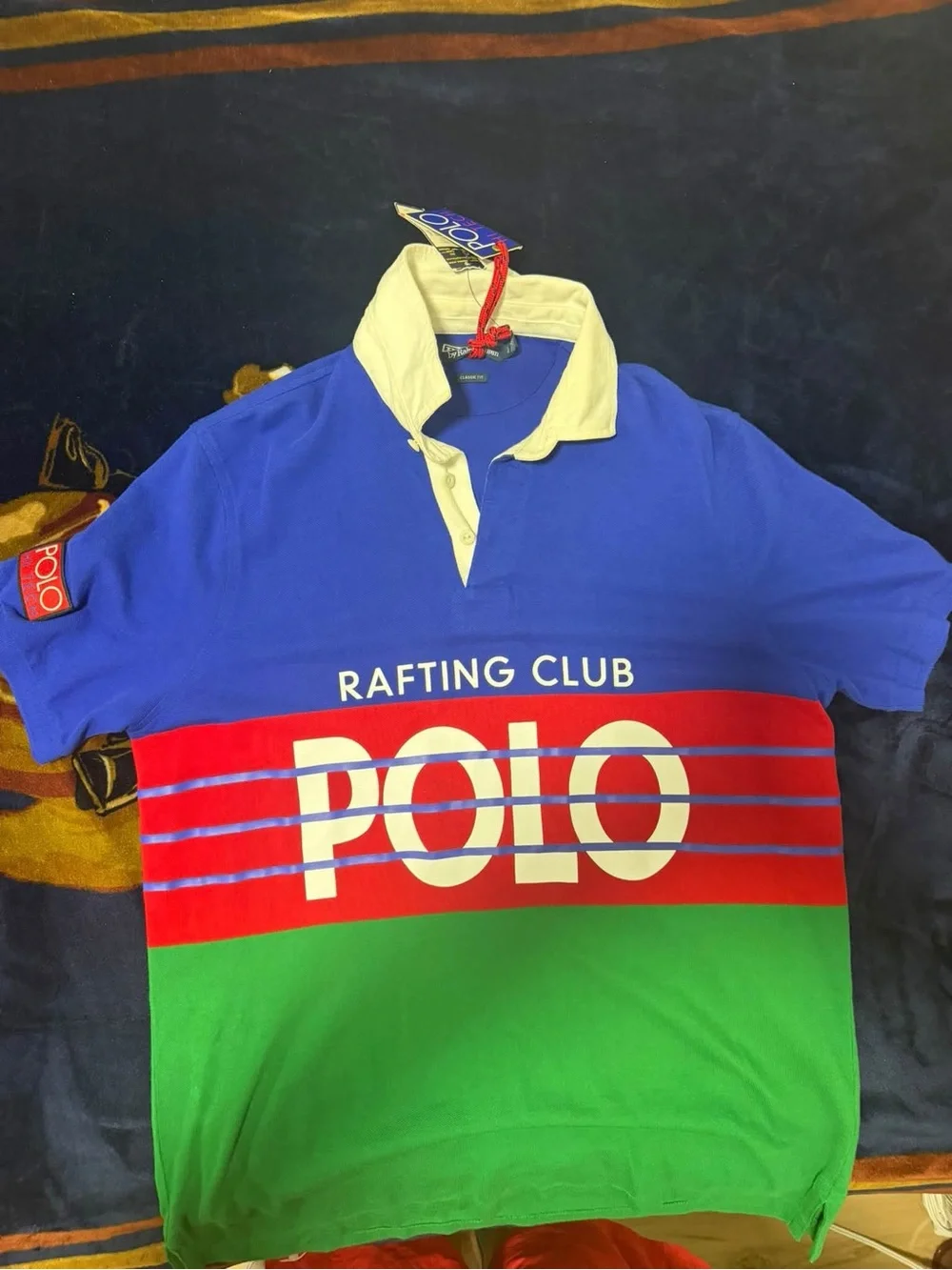 Polo by Ralph Lauren men’s Rafting Club Colorblock Polo - Blue, Red, Green